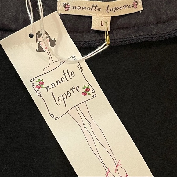 Nanette Lepore Rhythm and Blue Top Black Silk Neck L - Picture 10 of 13